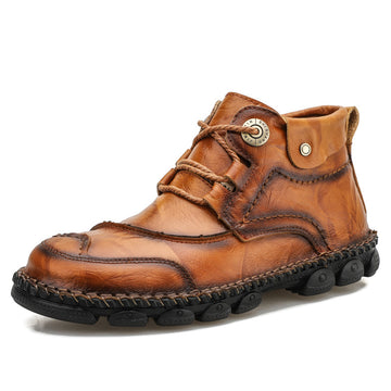 Men's Soft And Breathable Mid-high Anti-skid Retro Boots Tooling Shoes